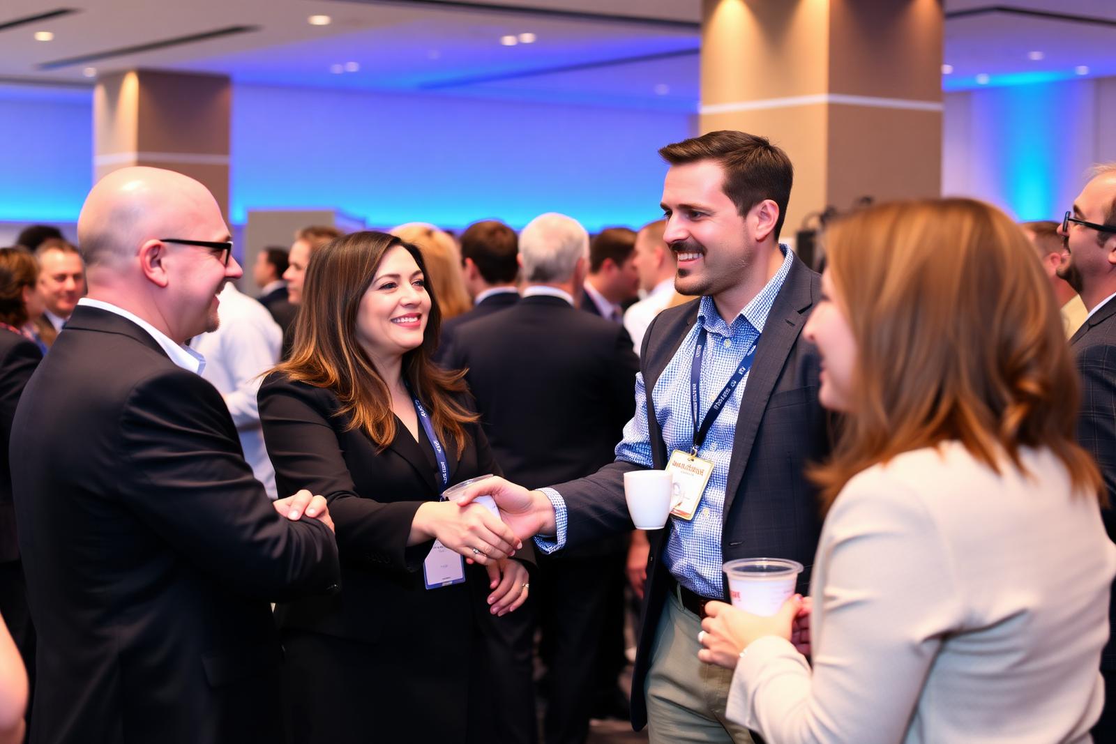 Participantes do Ecommerce Day Brusque conversando durante o coffee break e momento de networking